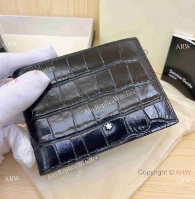 AAA Copy Mont Blanc Meisterstuck 6cc Black Leather Card Wallet Crocodile-style